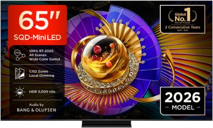 Immagine di TCL C7L TV 65C7L SQD‑Mini LED da 65", 4K HDR, 3000 nit, 1.152 zone di dimming, Google TV, 144Hz, Dolby Vision & Atmos, Audio Bang & Olufsen