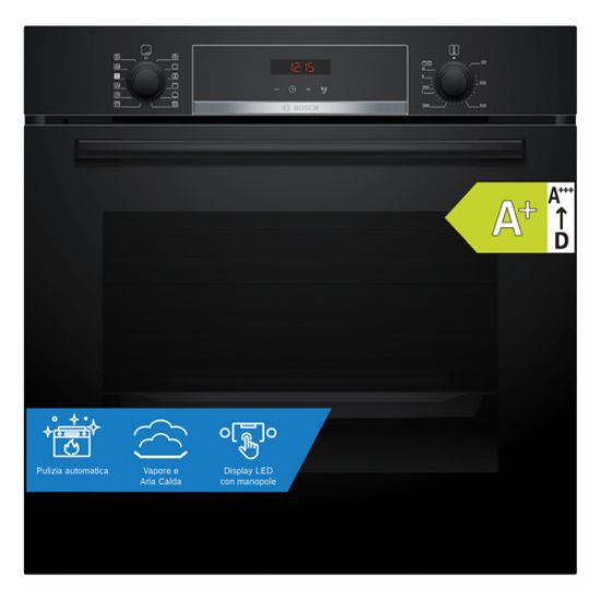Immagine di Bosch Serie 4 HQA574BB3 Forno con vapore Pirolitico Nero Classe A+