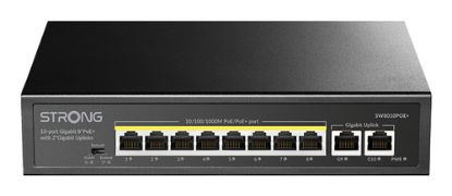 Immagine di Strong SW8010POE+ switch di rete Gigabit Ethernet (10/100/1000) Supporto Power over Ethernet (PoE) Desktop Nero