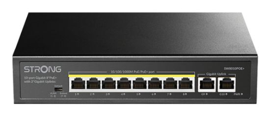 Immagine di Strong SW8010POE+ switch di rete Gigabit Ethernet (10/100/1000) Supporto Power over Ethernet (PoE) Desktop Nero