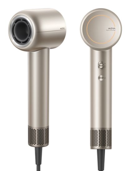 Immagine di MOVA Shine 10 Gold Edition Asciugacapelli premium ad alta velocità 110.000 giri/min con tecnologia AeroBlossom™, controllo termico NTC, modalità bambini, flusso 65 m/s e design oro