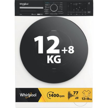 Immagine di Whirlpool WPD 2836W ADS IT WASHER/DRYER, Capacità 12kg+8kg, classe D|A-10%, colore bianco, Autodose, vapore, porta nera, Wi-Fi