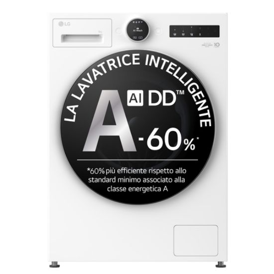Immagine di LG F4X9009TWCE Lavatrice 9kg AI DD™ Serie X9, Classe A-60%, 1400 giri, Display Easy Circle, Wi-Fi, AI Wash, TurboWash