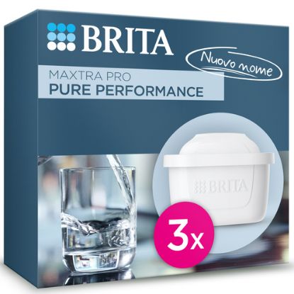 Immagine di Brita Filtro acqua rubinetto MAXTRA PRO Pure Performance (ex All-in-1) confezione da 3 filtri - Riduce cloro, calcare, PFAS e metalli, filtro originale compatibile con caraffa acqua filtrante