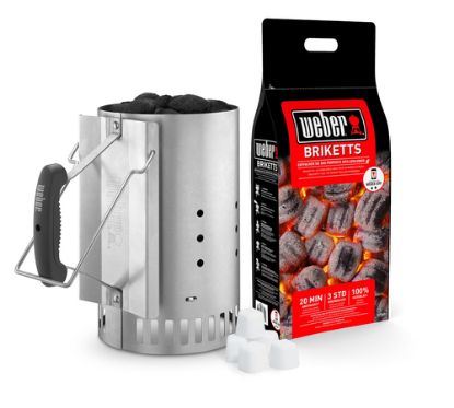 Immagine di Weber Kit Ciminiera Accensione, 2kg Bricchetti, 6 Cubetti Accendifuoco
