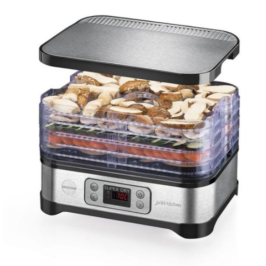 Immagine di Macom Superdry Nero, Essiccatore in acciaio spazzolato, schermo lcd con temperatura regolabile e timer 450 W