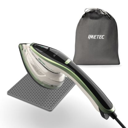 Immagine di Imetec Steam Easy, ferro da stiro portatile verticale, stira in verticale e orizzontale, piastra ceramica, tripla regolazione di vapore e temperatura, display digitale, pronto in 30", 1200 Watt