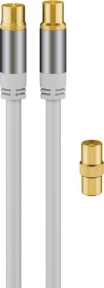 Immagine di Qixo Cavo Antenna Coassiale 2M con Ferrite Coax Maschio-Femmina con Adattatore Maschio Bianco