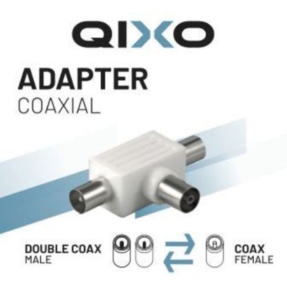 Immagine di Qixo Adattatore Coassiale a T 2 Spine Maschio 1 Presa Femmina Bianco