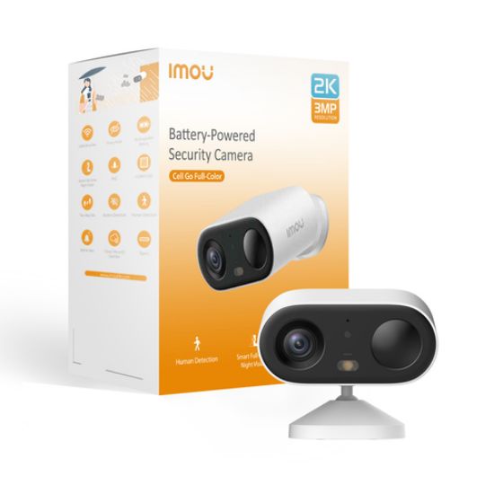 Immagine di Imou Cell GO Full Color 2K (3MP) Telecamera Wi-Fi Esterno/Interno Batteria Senza Fili, Rilevamento PIR/Umano, Visione Notturna a Colori, Audio Bidirezionale con Voce Personalizzata, IP65