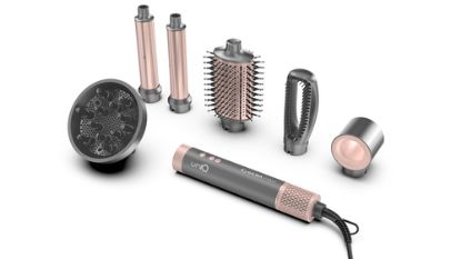 Immagine di GA.MA Multistyler Uniq Flow con 6 accessori intercambiabili. Asciugacapelli, spazzola ovale, 2 coanda arricciacapelli, spazzola piastra e diffusore . Motore digitale brushless Potenza: 1550W. Velocità Motore: 110.000 RPM. Silenzioso: 70 dB. Filtro removibile . 3 velocità, 3 temperature. Cool shot. Leggero 470gr