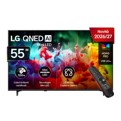 Immagine di LG QNED AI MiniLED 55'' Serie QNED70B 55QNED70B6C, 4K, AI Magic Remote, 100% Volume colore, 3 HDMI, 20W, SMART TV 2026