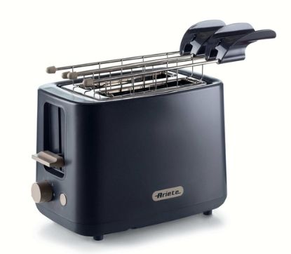 Immagine di Ariete 157 Tostapane Breakfast, 760W, Capacità 2 fette di pane, Pinze in acciaio inox, 7 livelli di doratura, Pulsante stop, Tocco freddo, Dark & Sahara Grey