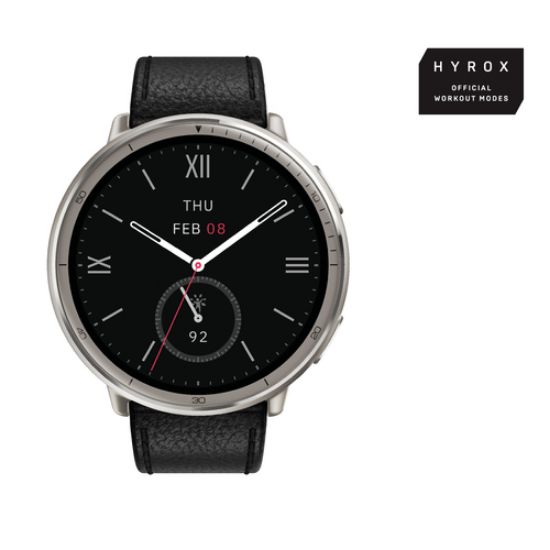 Immagine di Amazfit Active 2 Round Premium secondo cinturino rosso in silicone Vetro zaffiro con display AMOLED Pagamento contactless Durata della batteria fino a 10 giorni 5 sistemi satellitari & mappe offline